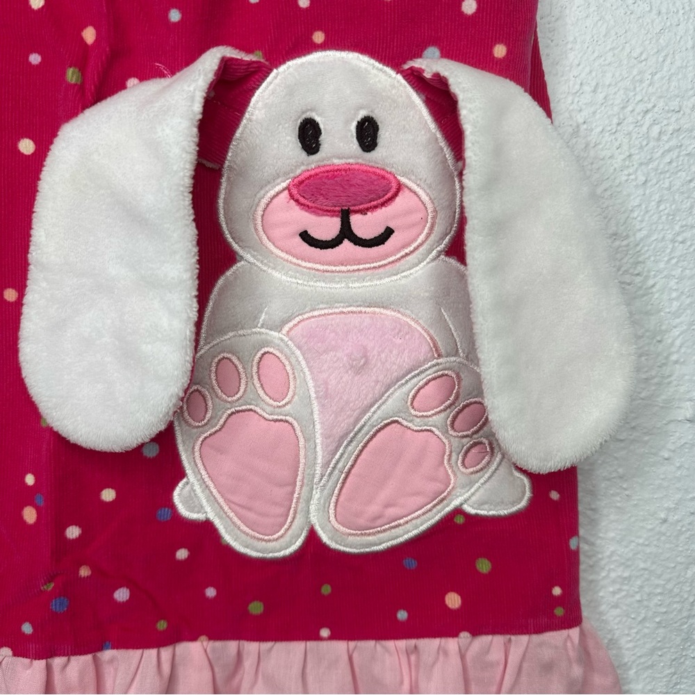 Pink polka dot bunny dress 2T - Picture 2 of 11